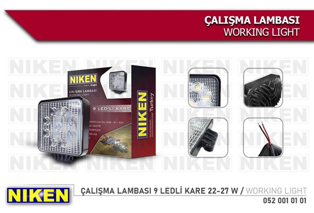 CALISMA LAMBASI 9 LEDLI KARE 22 - 27 W