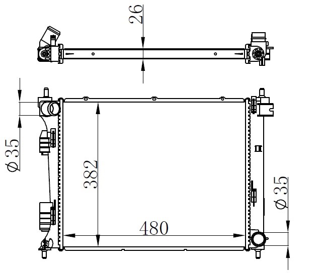 RADYATOR BRAZING ACCENT BLUE - I20 - KIA RIO DIZEL 11 MANUEL 480X382X26