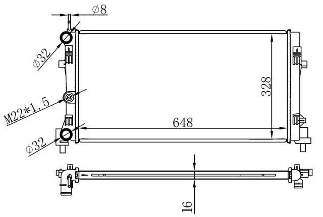 RADYATOR BRAZING A1 - IBIZA V - POLO 1.2 - 1.4 - 1.6 09 AC KLIMASIZ MEK 648X326X16