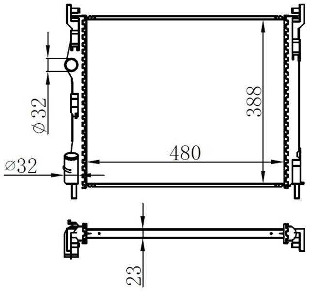 RADYATOR CLIO II 1.5DCI AC KLIMASIZ MEK 480X415X23