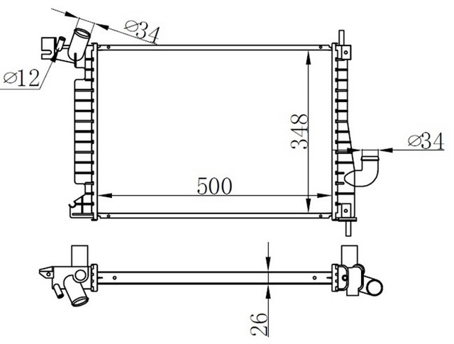 RADYATOR BRAZING VECTRA B 2.0 DTI 16V AC KLIMASIZ MEK 500X348X26