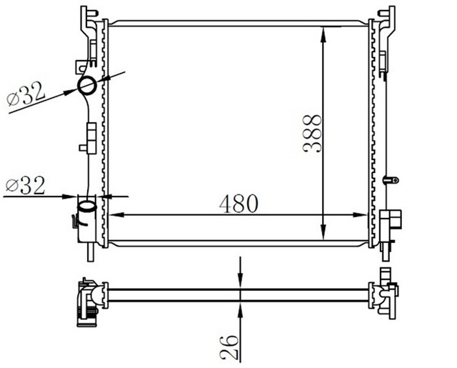 RADYATOR BRAZING CLIO II - SYMBOL II 1.5DCI AC MEK 488X388X26