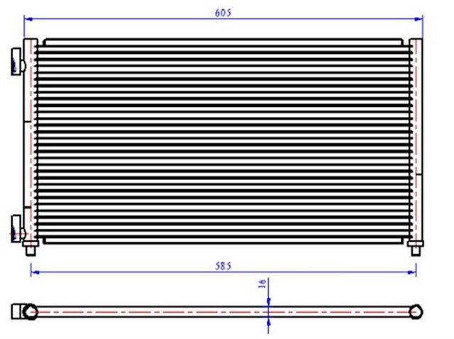 KLIMA KONDENSERI DOBLO 01 IDEA 04 PUNTO 03 YPSILON 06 - 11 1.3 JTD - 1.9JTD 605X305X16