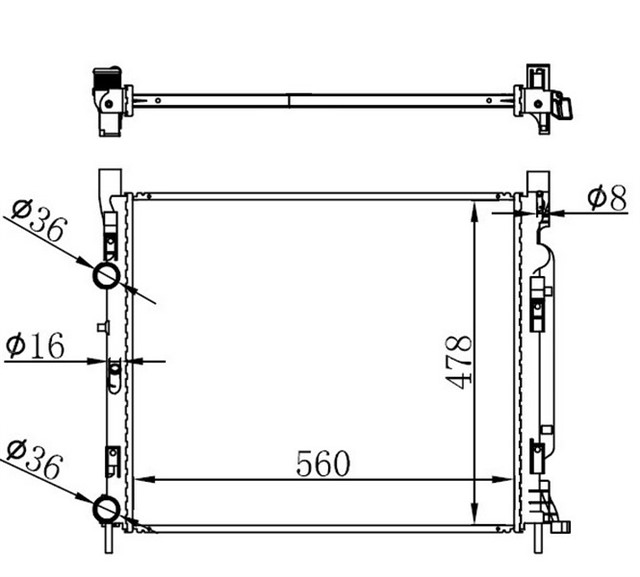 RADYATOR BRAZING KNG 1.6 16V - 1.5DCI 86 PS 2010 MEK 560X478X26