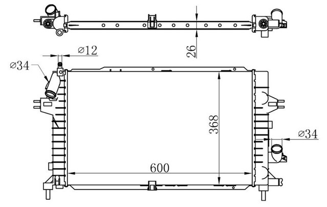 RADYATOR ASTRA H 1.3 - 1.7 - 1.9 CDTI 04 ZAFIRA 1.7 - 1.9 CDTI 05 AC KLIMASIZ - KLIMALI MEK 599X368X26