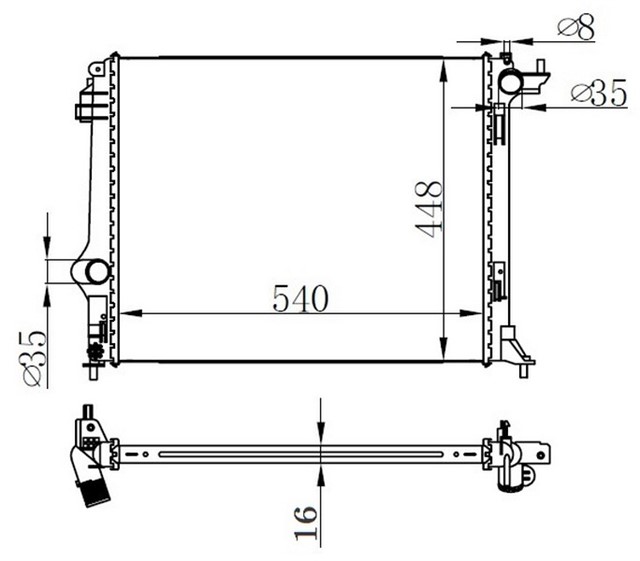 MOTOR SU RADYATORU GRAND SCENIC IV 15 MEGANE IV 15 SCENIC IV 15 1.2 TCE 1.3 TCE 1.5DCI BRAZING 540X448X16