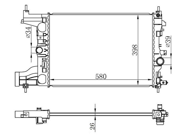 RADYATOR OTOMATIK ASTRA J - ZAFIRA TOURER C - CRUZE 1.4 - 1.6 AL/PL/BRZ 580X398X16