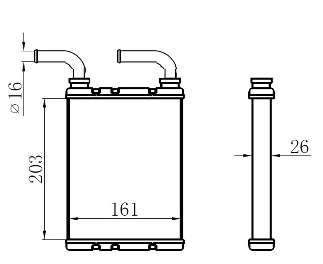 KALORIFER RADYATORU BRAZING FLUENCE DUZ CIKIS BORULU 203X166X29 A/M