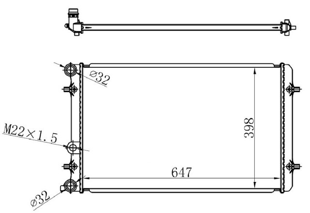 RADYATOR BORA - GOLF IV - A3 - TT - LEON - TOLEDO II - OCTAVIA AC KLIMASIZ MEK OTOM 650X415X23