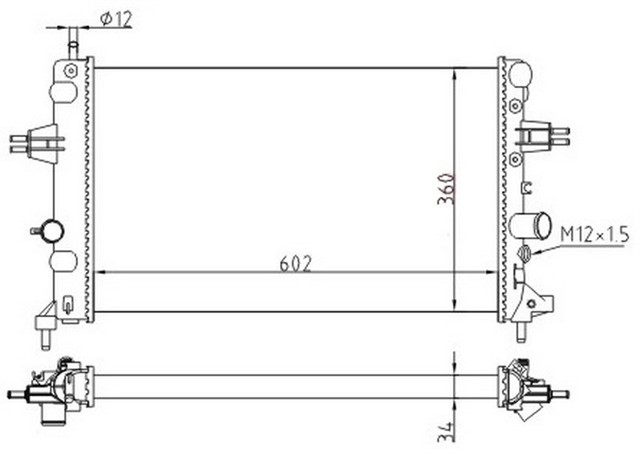 RADYATOR MECHANICAL MT 600X370X34 ASTRA G 1.6I TWINPORT 98 630704