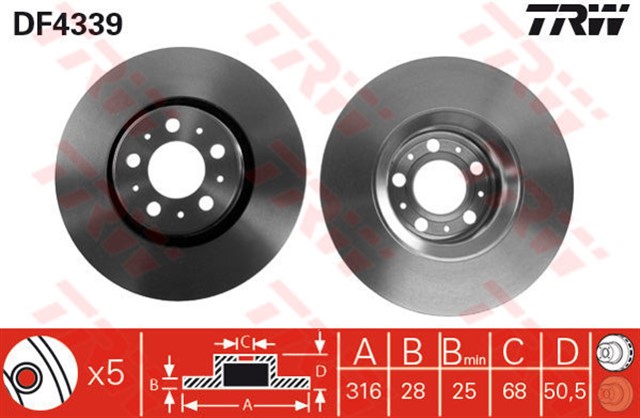 ON FREN DISK AYNA VOLVO S60 I 2.0 T - 2.4 00 10 V70 II 2.4 05 08 XC90 I D3 / D5 09 14