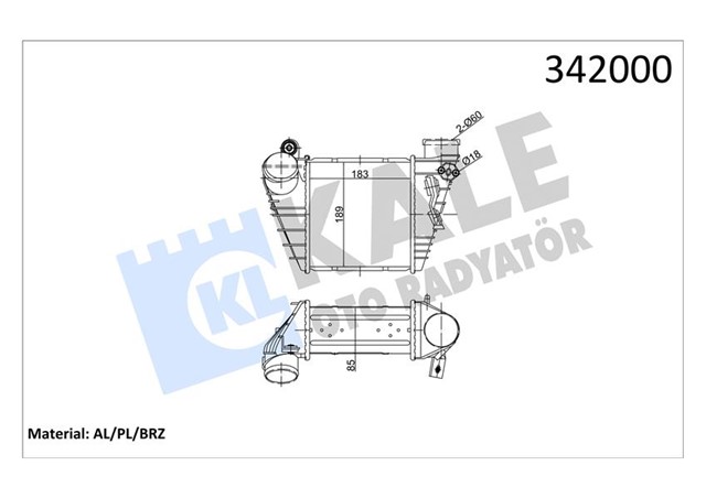 TURBO RADYATORU - INTERCOOLER GOLF4 - BORA - A3 - TOLEDO AGR - AHF - AGU 1.8 T - 1.9 TDI 97 - 04