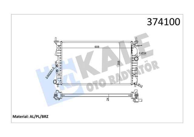 RADYATOR VECTRA B AC KLIMASIZ MEK OTOM 607X378X24