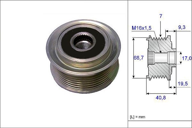 ALTERNATOR KASNAGI RULMANLI HYUNDAI H1 STAREX 2.5 CRDI 03 - 07 - KIA SORENTO 2.5 CRDI 02 7 KANAL