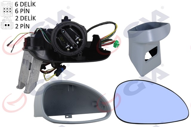 DIS DIKIZ AYNASI SAG C4 04 ELEKTRIKLI ISITMALI SENSORLU ASTARLI MAVI CAM KONVEKS VM - 503EHPR