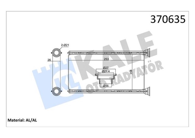 KALORIFER RADYATORU SUBARU FORESTER IMPREZA XV 08 BORUSUZ BRAZING AL - AL 118X253X2635