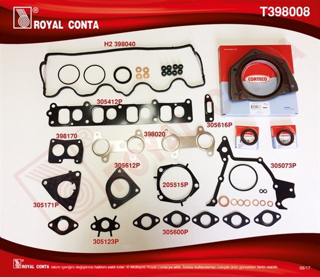 MOTOR TAKIM CONTA KECELI S LASTIKLI DOBLO - PUNTO 1.9 JTD 182.B9.000 - 188.A2.000 MOTOR SKC SIZ