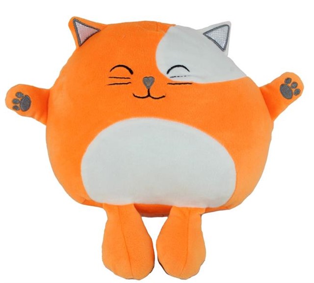 35 CM KEDI YASTIK TURUNCU RENK PELUS