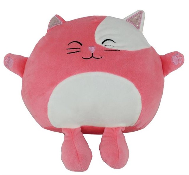 35 CM KEDI YASTIK PEMBE RENK PELUS