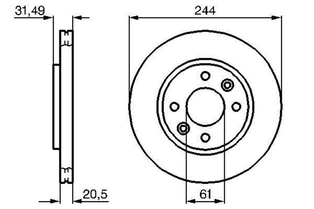 FREN DISKI. ON. 244 /20.5 - 17.7 MM . HAVA KANALLI