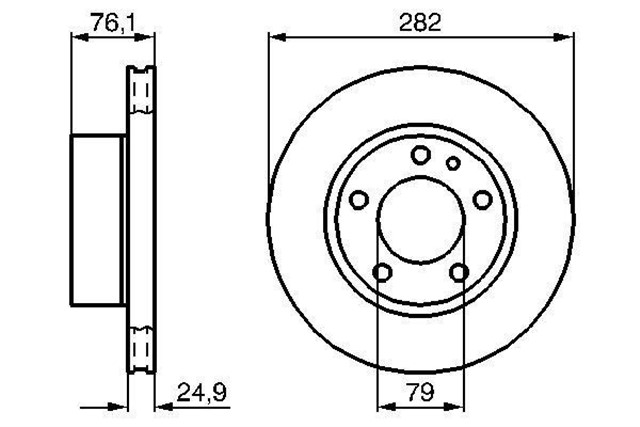 FREN DISKI. ON. 282 / 24.9 - 23.4 MM . HAVA KANALLI. YUKSEK KARBON ALASIMLI