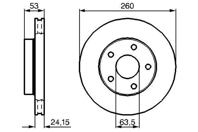 FREN DISKI. ON. 260 / 24 - 22.2 MM . HAVA KANALLI