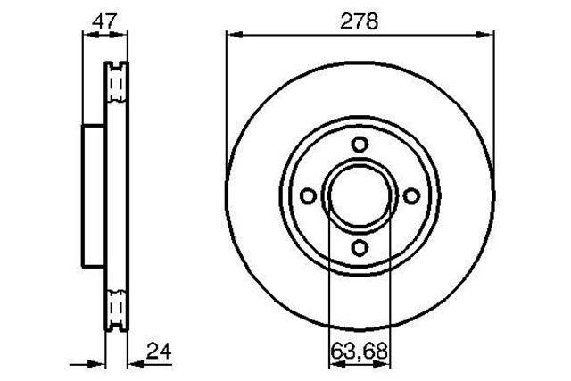 FREN DISKI. ON. 278 / 24.1 - 22.2 MM . HAVA KANALLI