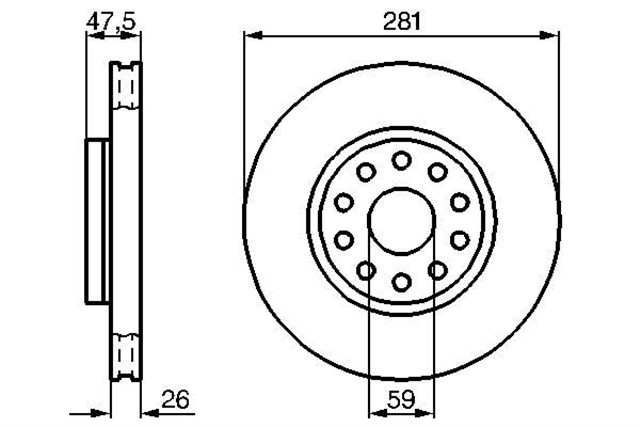 FREN DISKI. ON. 281 / 26 - 24.1 MM . HAVA KANALLI