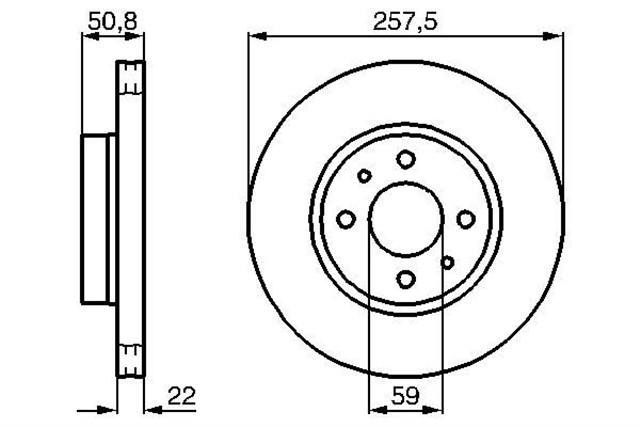 FREN DISKI. ARKA. 257.5 / 22 - 20.1 MM . HAVA KANALLI. YUKSEK KARBON ALASIMLI