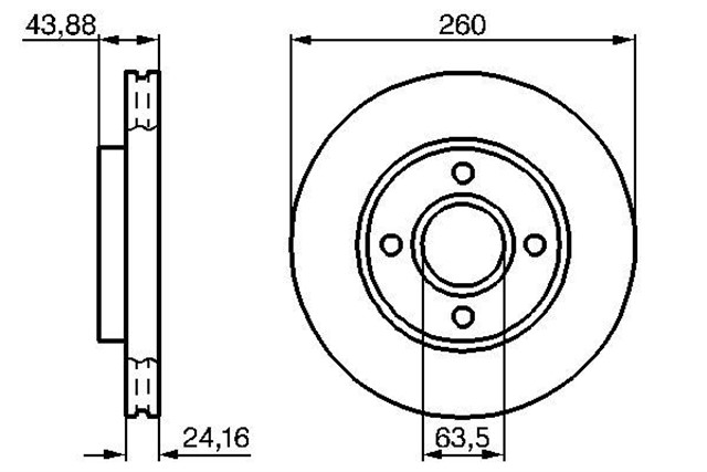 FREN DISKI. ON. 260 /24.2 - 22.2 MM . HAVA KANALLI