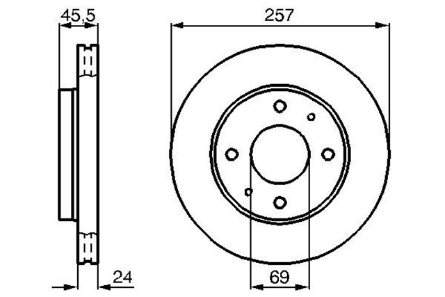 FREN DISKI. ON. 257 / 24 - 22.4 MM . HAVA KANALLI
