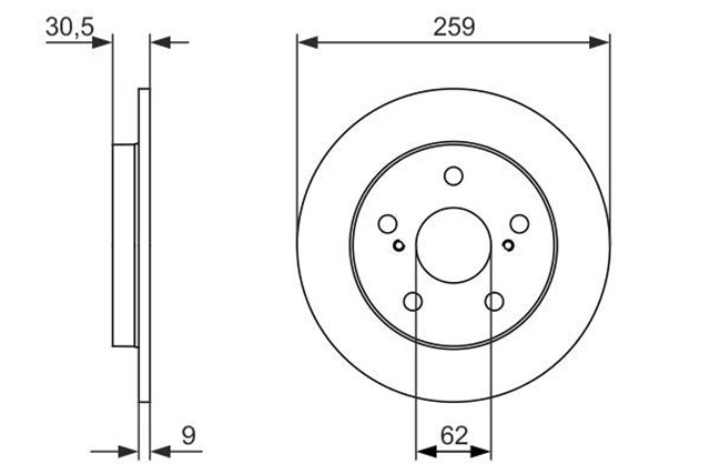 FREN DISKI. ARKA. 259.0 /9.0 - 7.5 MM