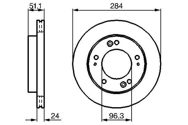 FREN DISKI. ON. 284 /24 - 22.4 MM . HAVA KANALLI 0986479127