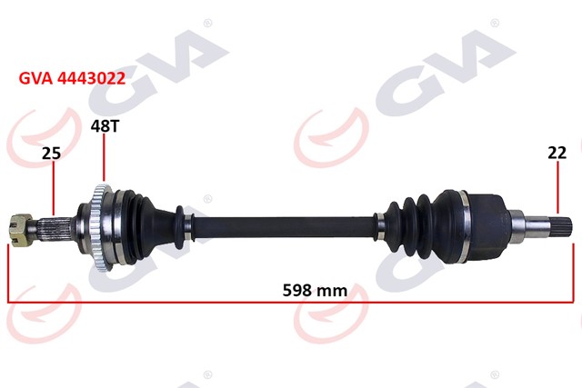 KOMPLE AKS SOL P206 1.6 16V - P206 CC 00 ABS LI 48DIS 598MM