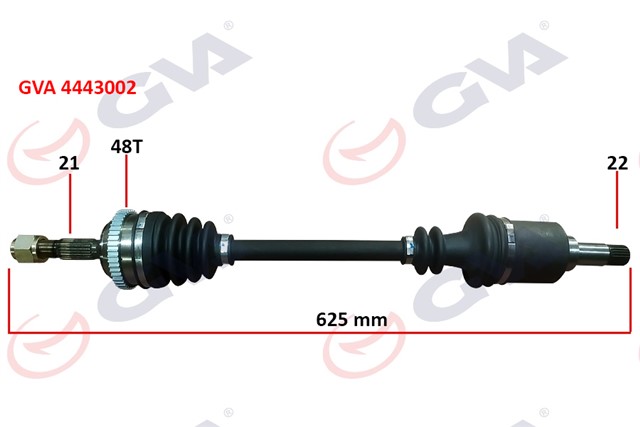 KOMPLE AKS SOL PEUGEOT 106 II 1.4I 96 - 02 ABS LI 48DIS 625MM