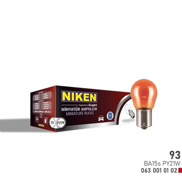 NIKEN 93 AMPUL DUZ BA15S PY21W AMBE 12V 10LU