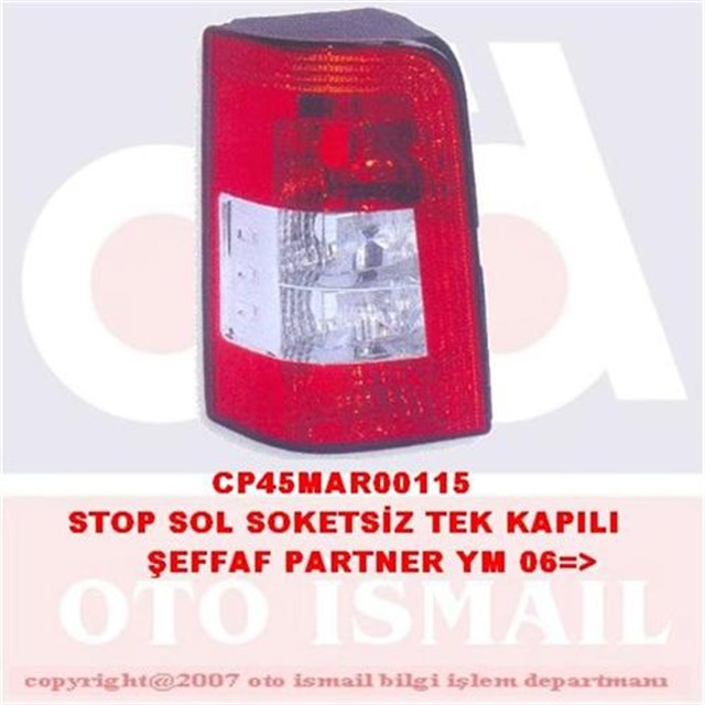 STOP LAMBASI SOL PARTNER YM. 06 SEFFAF TEK KAPI DUYSUZ