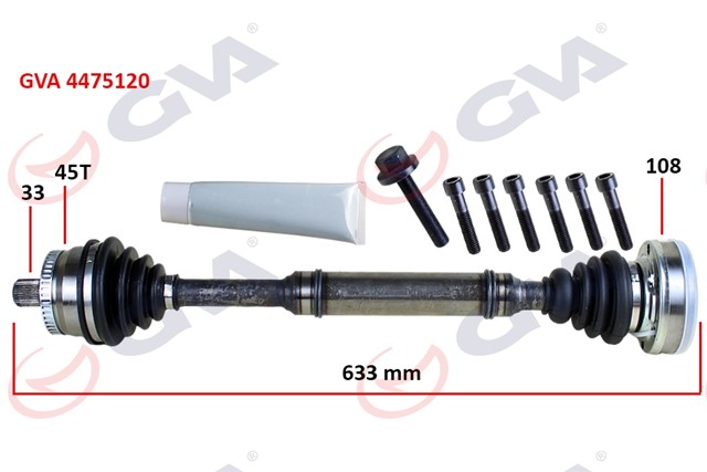 KOMPLE AKS SAG ABS LI A4 - PASSAT 1.8T 96 - 01 45 DIS 633MM