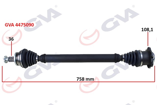 KOMPLE AKS SAG POLO V 9N 1.4 TDI 01 - 12 758MM MAN.