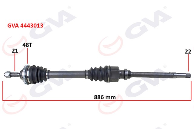 KOMPLE AKS SAG PEUGEOT 206 1.6I 98 - 06 TU5 ABS LI 48 DIS 886MM