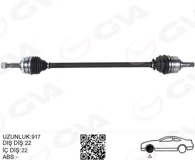 KOMPLE AKS SAG OPEL CORSA C 1.2 01 - 06 29DIS 917MM