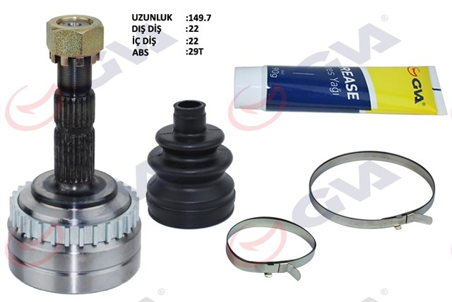 AKS KAFASI DIS ON ASTRA F - VECTRA A 1.4I - 1.6 16V 92 - 98 ABS LI 29 DIS 22X22X52 145.5MM