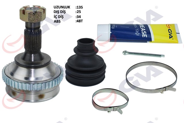 AKS KAFASI DIS ON PEUGEOT 206 GTI 2.0 HDI ABS LI 48 DIS 25X34X58 134.5MM