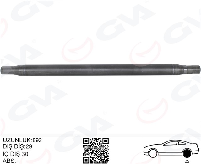 AKS MILI ARKA SAG KALIN UZUN 892MM MERCEDES SPRINTER B906 . VW CRAFTER 30 - 35 - 50 Z:29 - 30