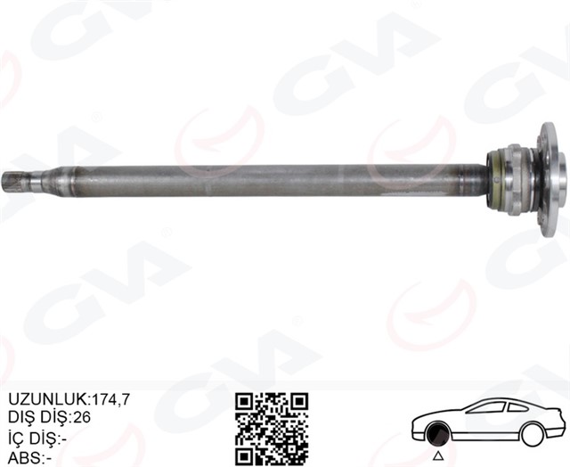 AKS MILI ARKA SOL INCE KISA 840MM MERCEDES SPRINTER B906 . VW CRAFTER 30 - 35 - 50 Z:26 - 29 PORYALI