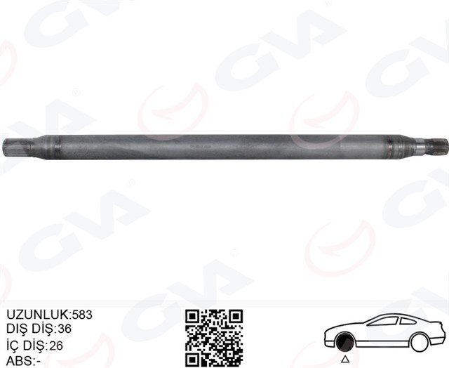 AKS MILI ARKA SAG INCE UZUN 893MM MERCEDES SPRINTER B906 . VW CRAFTER 30 - 35 - 50 Z:26 - 29