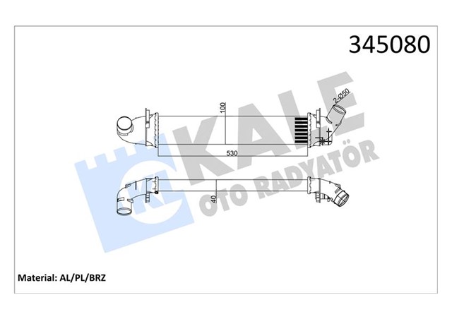 TURBO RADYATORU INTERCOOLER DACIA LOGAN 04 SANDERO 08 1.5 DCI 654X113X108 MEK. AL/PL/BRZ