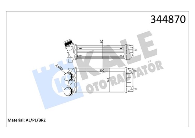 TURBO RADYATORU INTERCOOLER P308 - P3008 - P5008 - PARTNER TEPEE - C4 - DS4 - BERLINGO III 300X150 AL/PL/BRZ