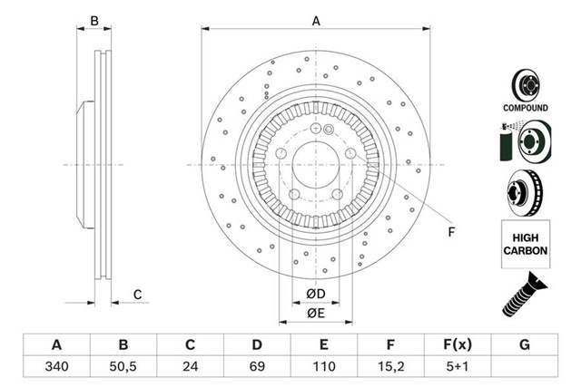 FREN DISKI ARKA MERCEDES S - CLASS W222 C217