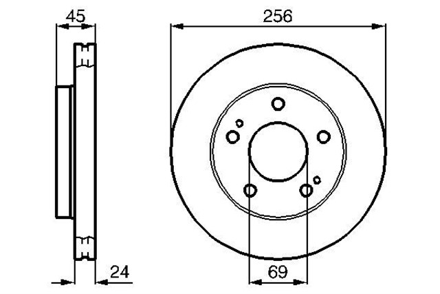 FREN DISKI. ON. 256 /24 - 22.4 MM . HAVA KANALLI